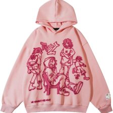 Mens Graphic Oversized Hoodie Cartoon Character Print Streetwear Casual hoodies y2k Hooded Sweatshirt